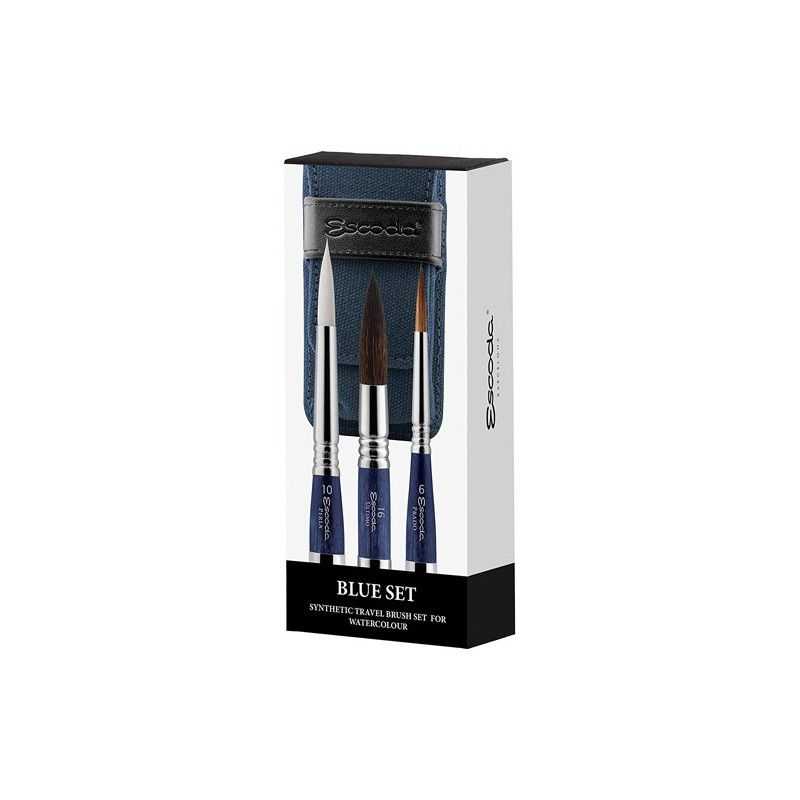 Fine art shop - Blue bag with 3 travel watercolor brushes Escoda\n | totenart.com