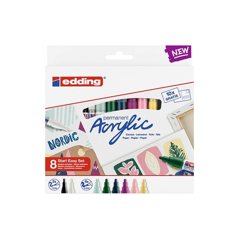 Fine art shop - Pack 8 Edding Acrylic Markers, assorted colors  | totenart.com