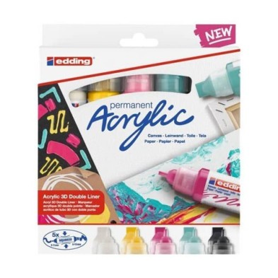 Fine art shop - Pack 5 Edding Acrylic Markers, 3D double liner | totenart.com