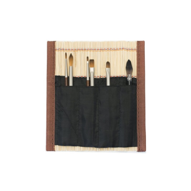Fine art shop - Set of 6 travel brushes in bamboo case, 16 cm, Raphaël | totenart.com