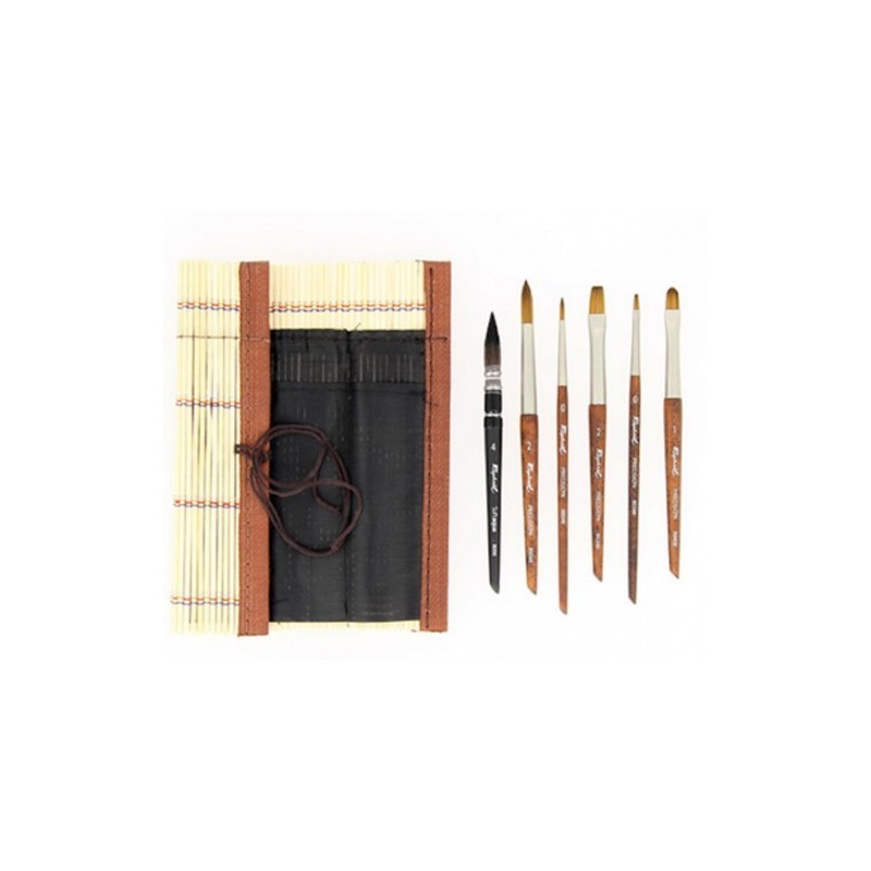 Fine art shop - Set of 6 travel brushes in bamboo case, 16 cm, Raphaël | totenart.com
