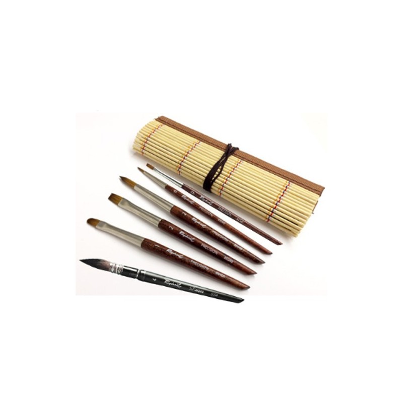 Fine art shop - Set of 6 travel brushes in bamboo case, 16 cm, Raphaël | totenart.com