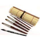 Fine art shop - Set of 6 travel brushes in bamboo case, 16 cm, Raphaël | totenart.com