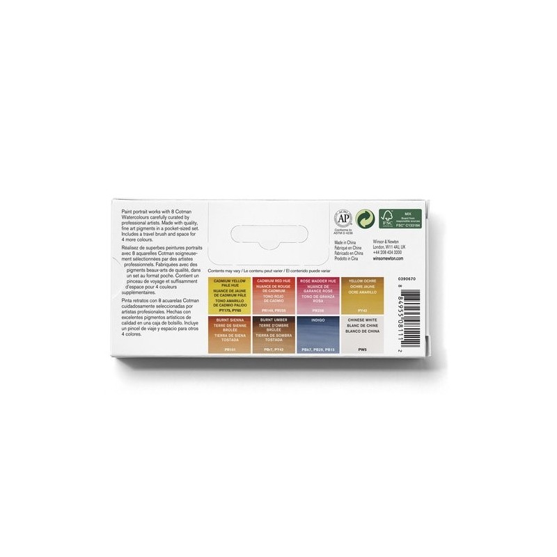 Fine art shop - Box 8 watercolors Cotman 1/2 godet and brush Winsor & Newton, Portrait | totenart.com