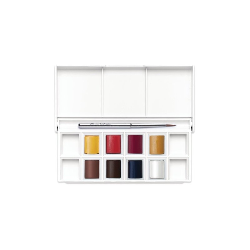 Fine art shop - Box 8 watercolors Cotman 1/2 godet and brush Winsor & Newton, Portrait | totenart.com