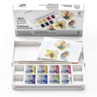 Fine art shop - Box 8 watercolors Cotman 1/2 godet and brush Winsor & Newton, Floral | totenart.com
