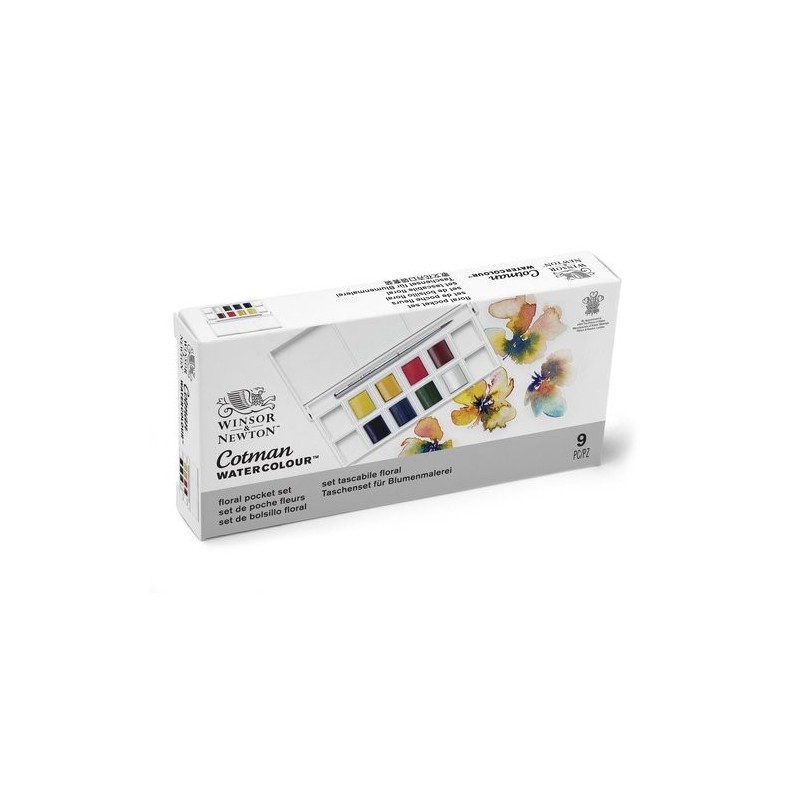 Fine art shop - Box 8 watercolors Cotman 1/2 godet and brush Winsor & Newton, Floral | totenart.com