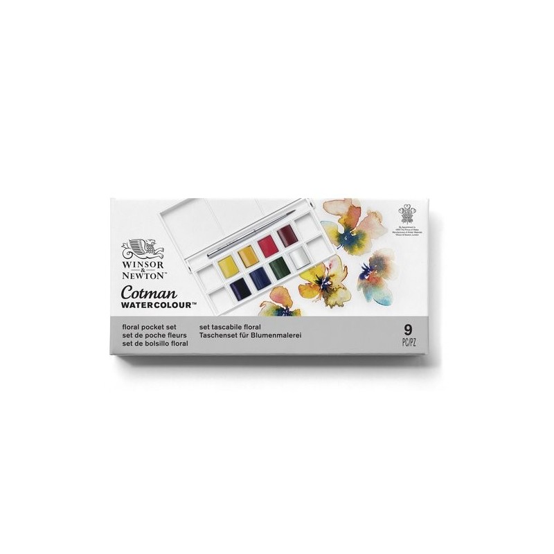 Fine art shop - Box 8 watercolors Cotman 1/2 godet and brush Winsor & Newton, Floral | totenart.com