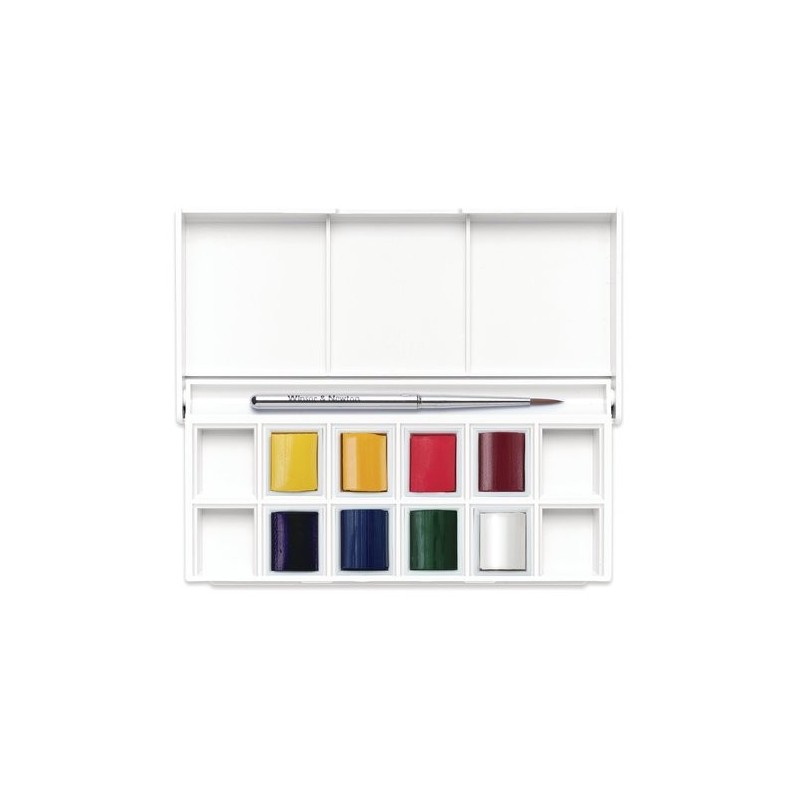 Fine art shop - Box 8 watercolors Cotman 1/2 godet and brush Winsor & Newton, Floral | totenart.com