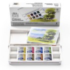 Fine art shop - Box 8 watercolors Cotman 1/2 godet and brush Winsor & Newton, Landscape | totenart.com