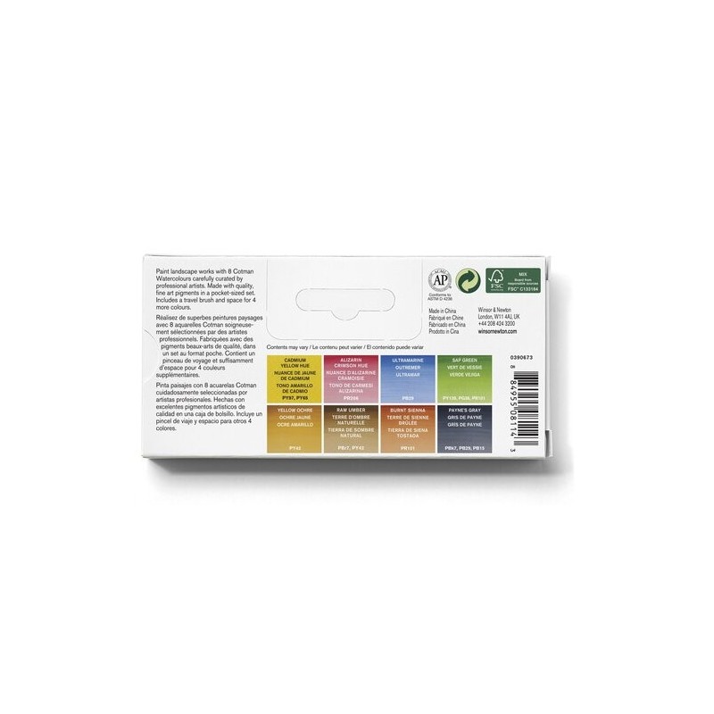 Fine art shop - Box 8 watercolors Cotman 1/2 godet and brush Winsor & Newton, Landscape | totenart.com