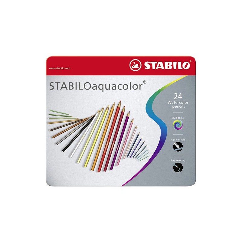  Fine art shop - STABILO Aquacolor metal box 24 watercolor pencils assorted | totenart.com