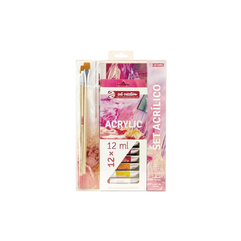 Fine art shop - Fine Arts Set Acrylic Art Creation 12 colors (12 ml) + 3 brushes + Pad | totenart.com