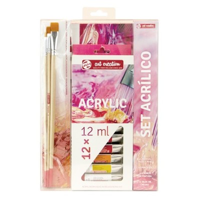 Fine art shop - Fine Arts Set Acrylic Art Creation 12 colors (12 ml) + 3 brushes + Pad | totenart.com