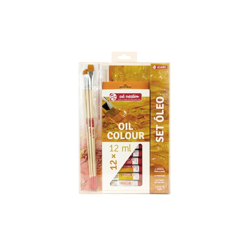 Fine art shop - Fine Arts Set Oil Art Creation 12 colors (12 ml) + 3 brushes + Pad | totenart.com
