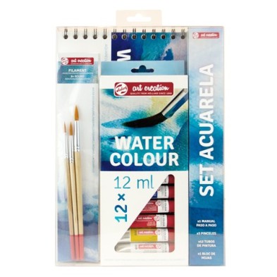 Fine art shop - Fine Arts Set Watercolour Art Creation 12 colors (12 ml) + 3 brushes + Pad | totenart.com