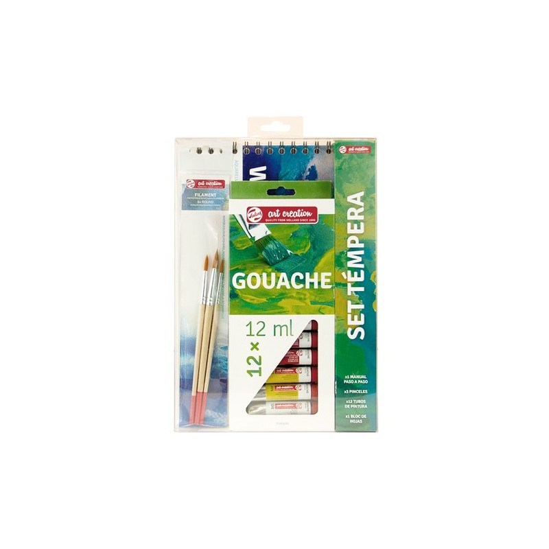 Fine art shop - Fine Arts Set Gouache Art Creation 12 colors (12 ml) + 3 brushes + Pad | totenart.com