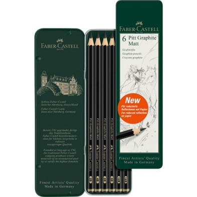  Fine art shop - Metal Box 6 Pitt Graphite Matt Pencils Faber-Castell | totenart.com