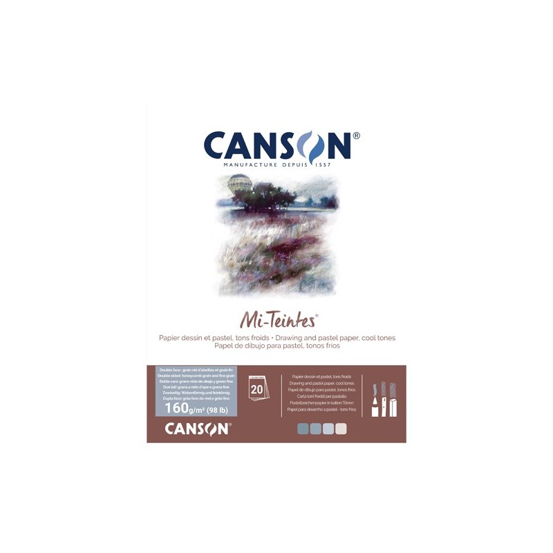  Fine art shop - Canson Mi-Teintes Block , gray and blue colors, 20 s. 160 gr 32x41 cm, glued | totenart.com