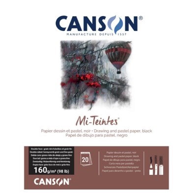  Fine art shop - Canson Mi-Teintes Block , black color, 20 s. 160 gr 24x32 cm, glued | totenart.com