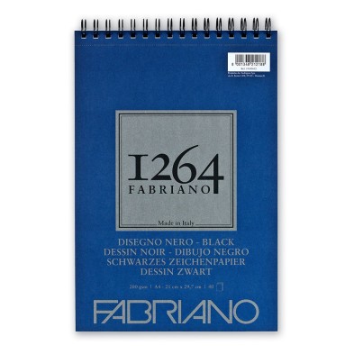  Fine art shop - Pad Fabriano 1264 Black 200 gr, 14,8x21cm (A5), 20 s. | totenart.com