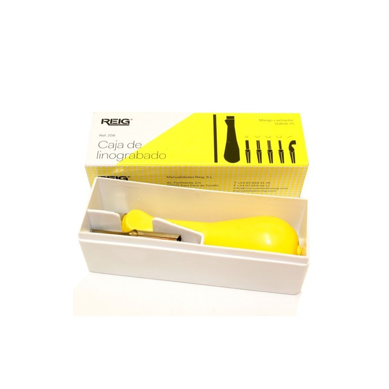 Linoleum box set, with handle and 5 nibs.