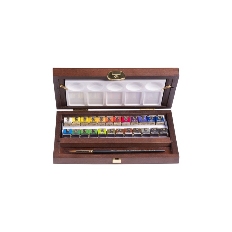 Fine art shop - Wooden box Traditional P 24 watercolors tablets Rembrandt | totenart.com