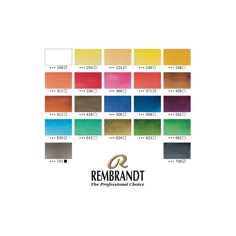 Fine art shop - Wooden box Traditional P 24 watercolors tablets Rembrandt | totenart.com