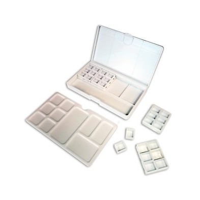 Materiais Belas Artes - Empty watercolor box 24 wells and palette + GIFT: 2 water brushes | totenart.com