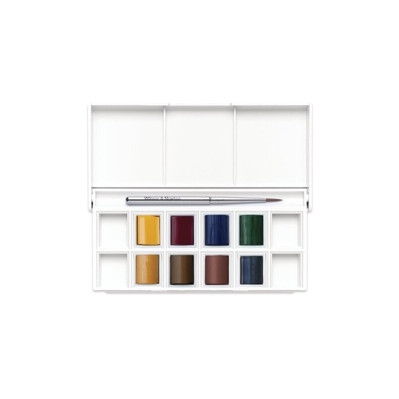 Fine art shop - Box 8 watercolors Cotman 1/2 godet and brush Winsor & Newton, Landscape | totenart.com