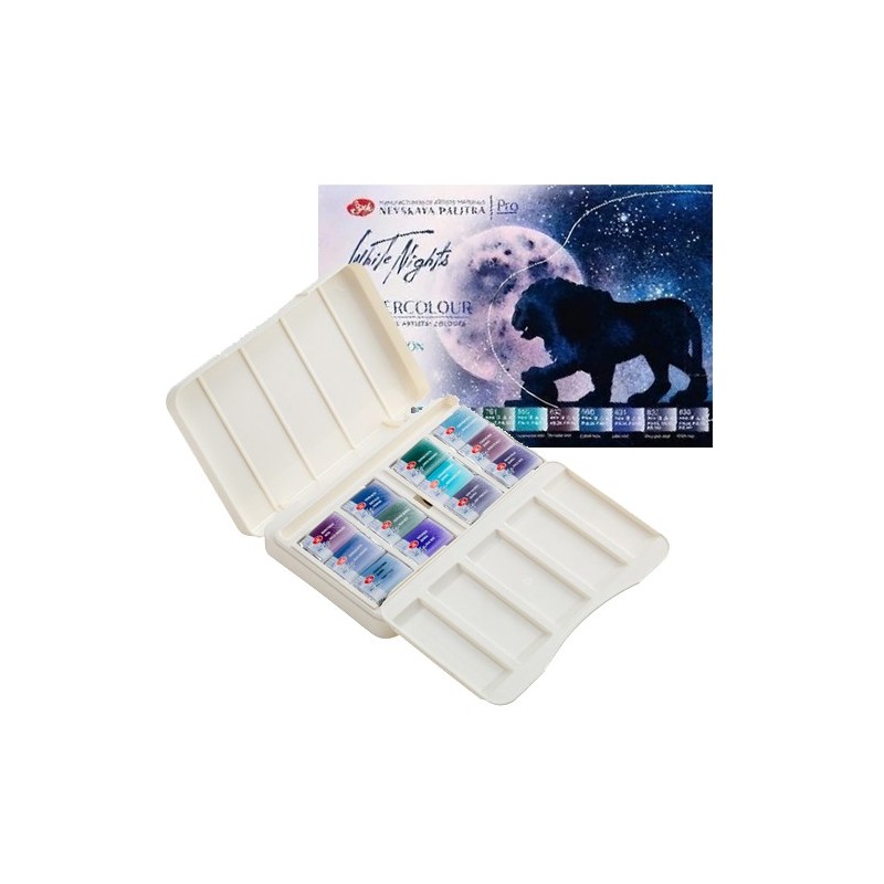 Fine art shop - Set of 12 godets GRANULATED EFFECT, plastic case, White Nights | totenart.com