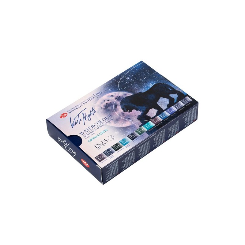 Fine art shop - Set of 12 godets GRANULATED EFFECT, plastic case, White Nights | totenart.com