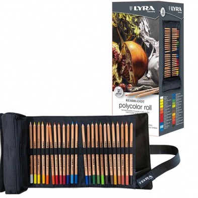 Fine art shop - Fabric Roll-up Case 24 Polycolor Pencils Rembrandt, Lyra | totenart.com