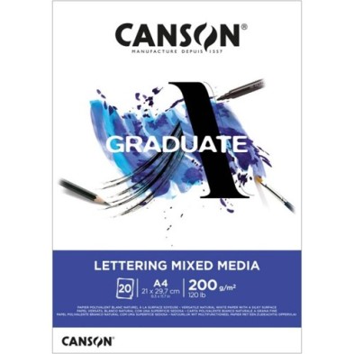  Fine art shop - Canson Graduate Lettering Mix Media (Bloc glued), 20s., 200 gr., 21x29.7 cm. (A4) | totenart.com