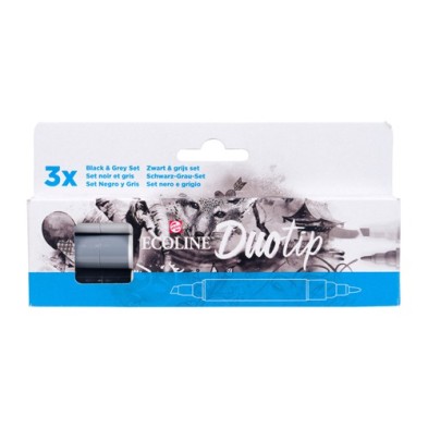 Fine art shop - Ecoline Marker  Duo Tip Blck-Grey Set3 | totenart.com