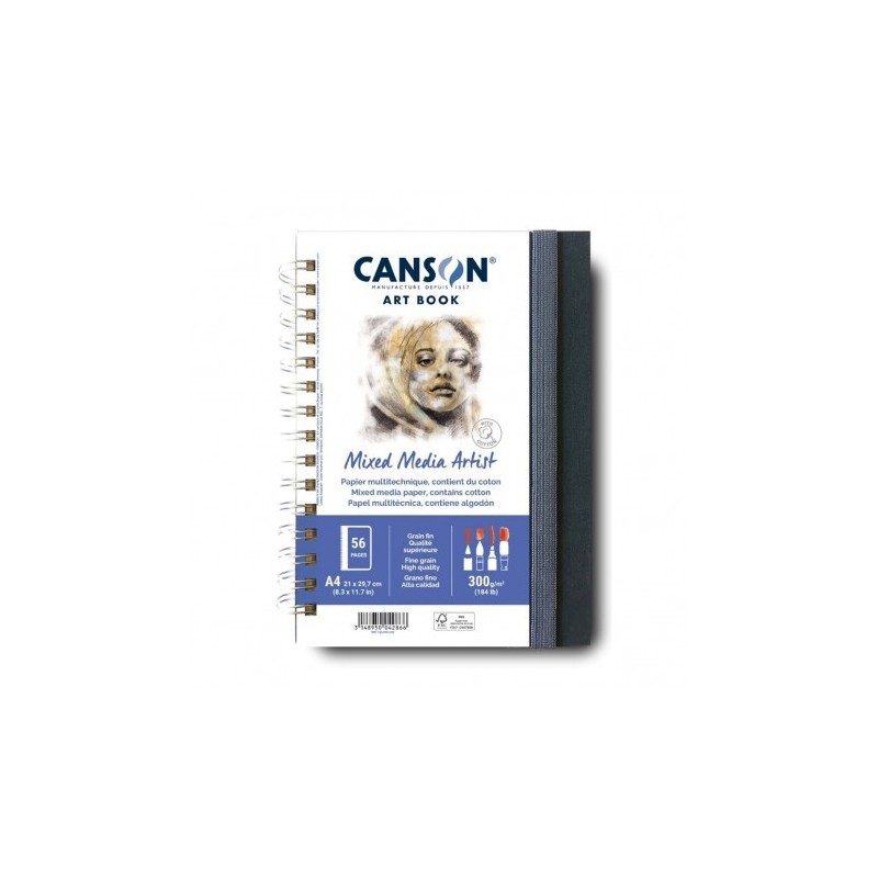  Fine art shop - Canson Art Book Mixed Media Artist Pad, Hardcover, 300 gr, 21x29.7, Gr. Fine, 56 h. | totenart.com