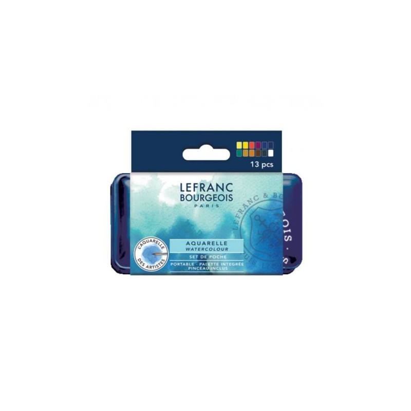  Fine art shop - Lefranc Bourgeois watercolor box, 12 medium godets and brush | totenart.com
