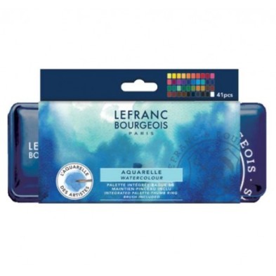  Fine art shop - Lefranc Bourgeois watercolor box, 40 medium godets and brush | totenart.com