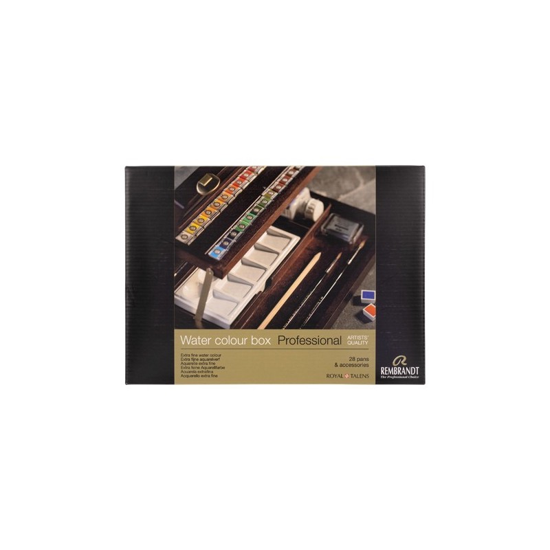 Fine art shop - Wooden box Professional 28 watercolors tablets Rembrandt | totenart.com\n