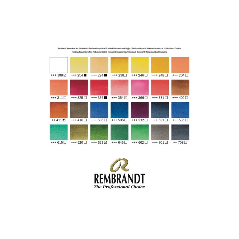 Fine art shop - Wooden box Professional 28 watercolors tablets Rembrandt | totenart.com\n