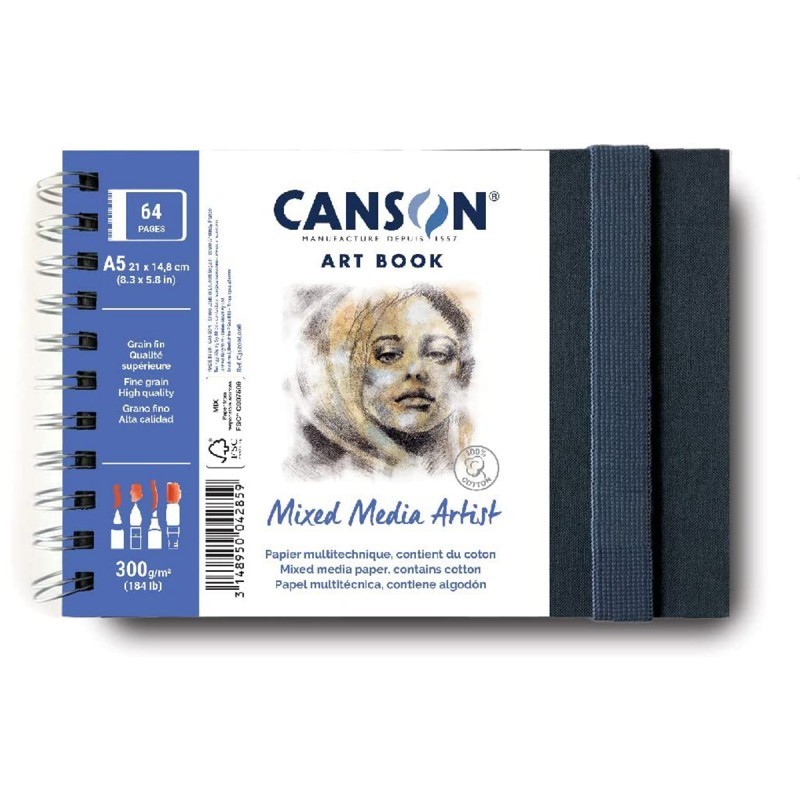  Fine art shop - Canson Art Book Mixed Media Artist Pad, Hardcover, 300 gr, 14,8x21, Gr. Fine, 56 h. (landscape) | totenart.com