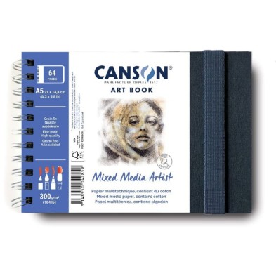  Fine art shop - Canson Art Book Mixed Media Artist Pad, Hardcover, 300 gr, 14,8x21, Gr. Fine, 56 h. (landscape) | totenart.com