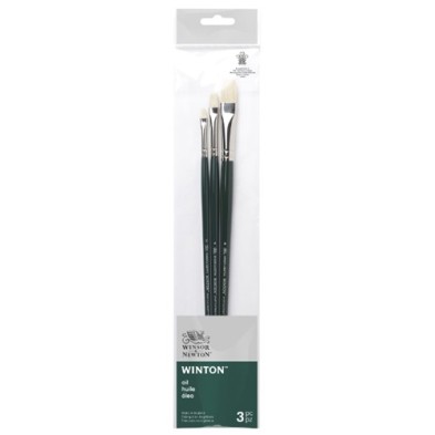 Fine art shop - Set 3 Winton long handle brushes (flats: 2, 4, 8), Winsor&Newton | totenart.com