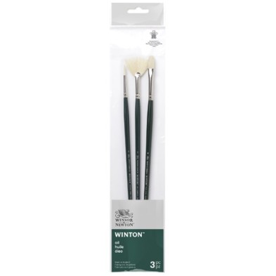 Fine art shop - Set 3 long handle Winton brushes (round n.2, flat n.4, fan n.3), Winsor&Newton | totenart.com