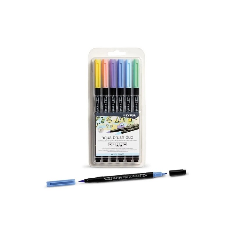 Fine art shop - Case of 6 Pastel Tones markers, double tip brush. Aqua Brush Duo, Lyra | totenart.com 