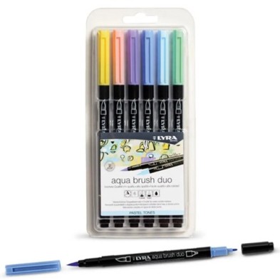 Fine art shop - Case of 6 Pastel Tones markers, double tip brush. Aqua Brush Duo, Lyra | totenart.com 