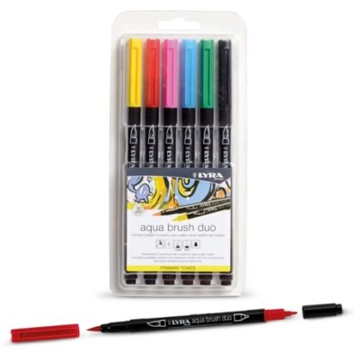 Fine art shop - Case of 6 Primary Tones markers, double tip brush. Aqua Brush Duo, Lyra | totenart.com 