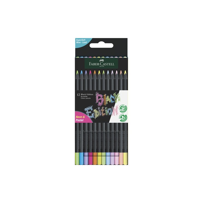 Fine art shop - 12 Pen Set Black Edition Faber Castell Pastel+Neón | totenart.com