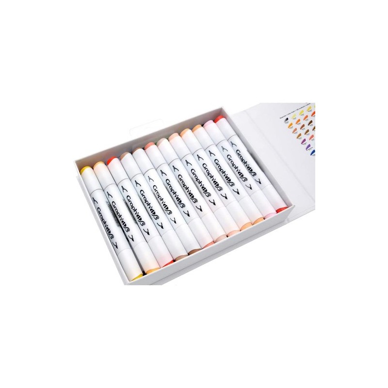 Fine art shop - Case 24 Double Tip Markers, comic colours, Graph\'it | totenart.com