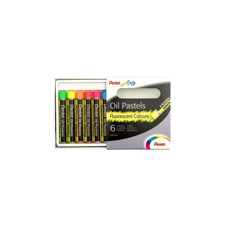 Fine art shop - Oil Pastels Pentel Set of 6 (Fluorescent Colours) | totenart.com